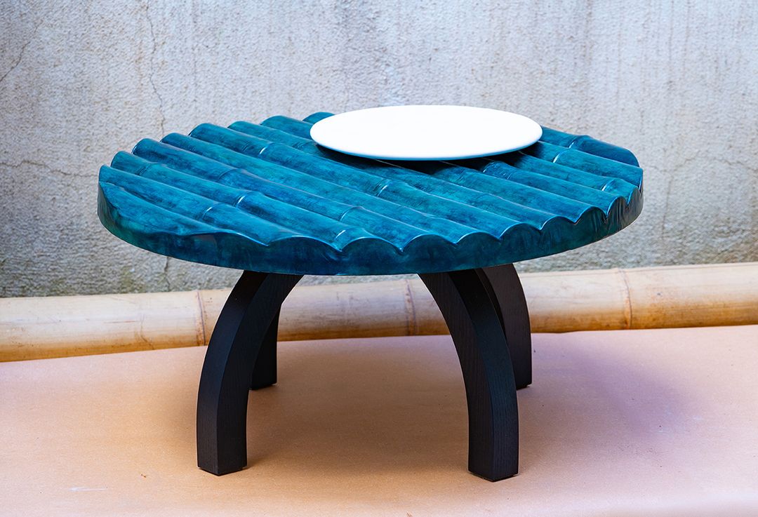 Bamboo table leather shellac